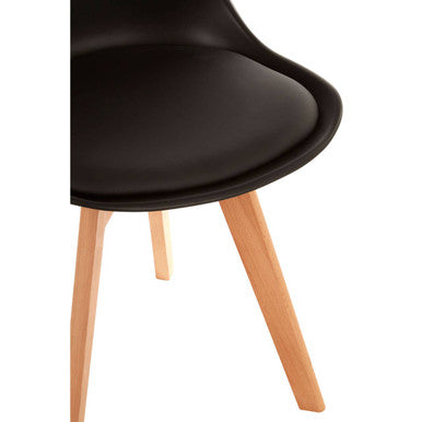 Stockholm Black Chair With Cushion And Beech Wood Legs