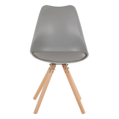 Gray chair with wooden legs on a white background