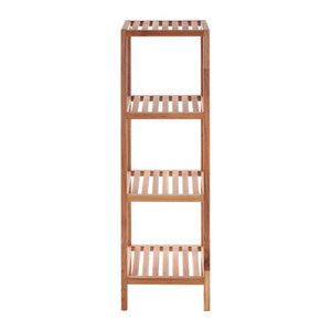 Arla Natural Walnut Wood 4 Tier Tall Bathroom Shelf Unit