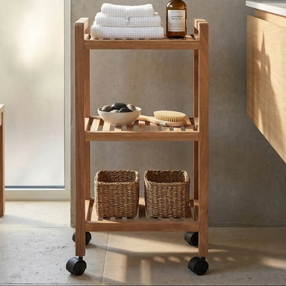ARLA 3 Tier Walnut Wood Bathroom Trolley