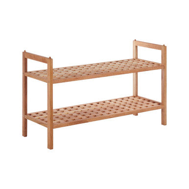 ARLA 2 Tier Grid Design Wooden Shoe Rack