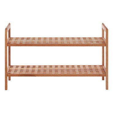 ARLA 2 Tier Grid Design Wooden Shoe Rack