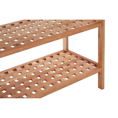 ARLA 2 Tier Grid Design Wooden Shoe Rack