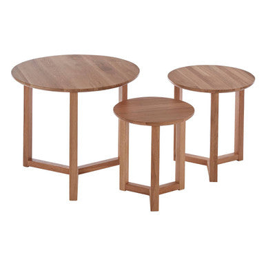 Visby Set Of 3 Oak Wood Side Tables