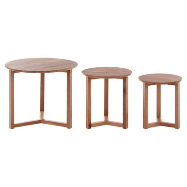 Visby Set Of 3 Oak Wood Side Tables