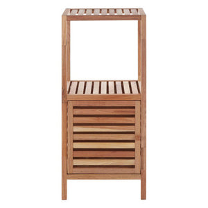 Arla Natural Walnut Wood 2 Tier Bathroom Shelf Unit