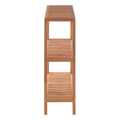 Arla 3 Tier Walnut Wood Bathroom Shelf Unit
