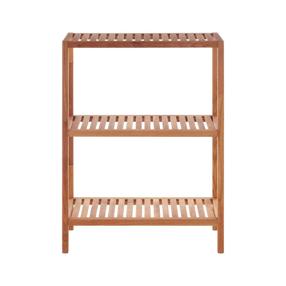 Arla 3 Tier Walnut Wood Bathroom Shelf Unit