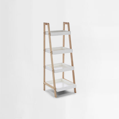 ARLA Four Tier Birch Wood Bathroom Shelf Unit