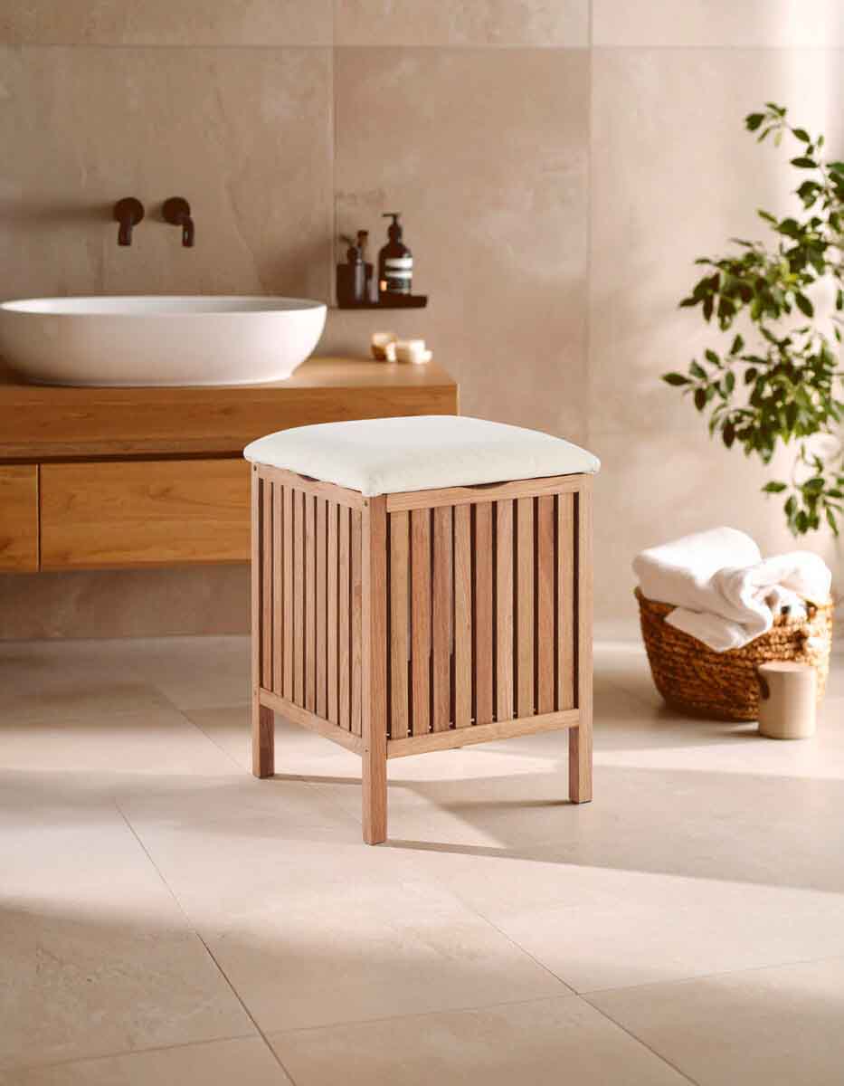 Walnut Wood Storage Stool