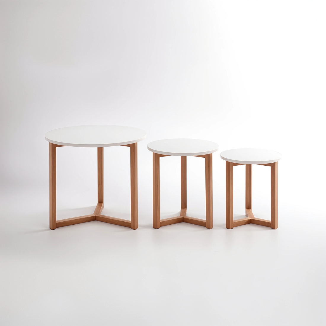 Nostra Set Of 3 Side Tables With White Tops