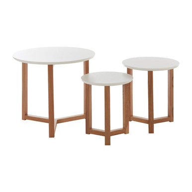 Nostra Set Of 3 Side Tables With White Tops