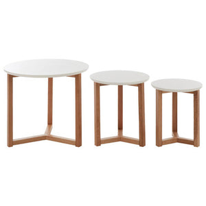 Nostra Set Of 3 Side Tables With White Tops