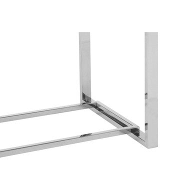 Copper Tone Recycled Elm Wood Rectangular Side Table with Stainless Steel Legs, Menteng