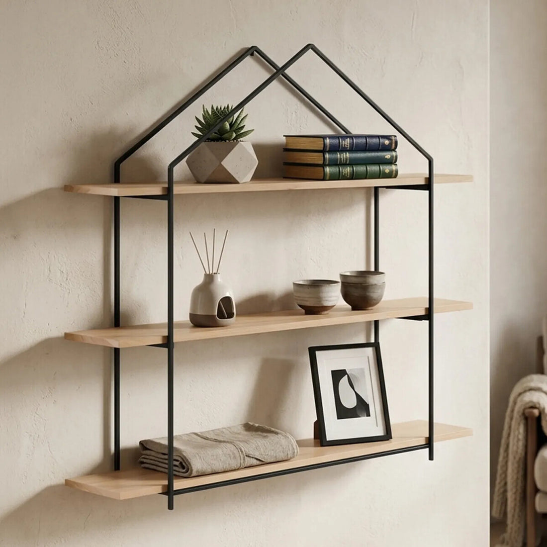 Brixton 3 Tier Wooden Wall Shelves