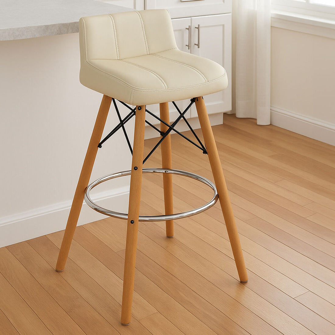 Stockholm White Leather Effect Bar Stool