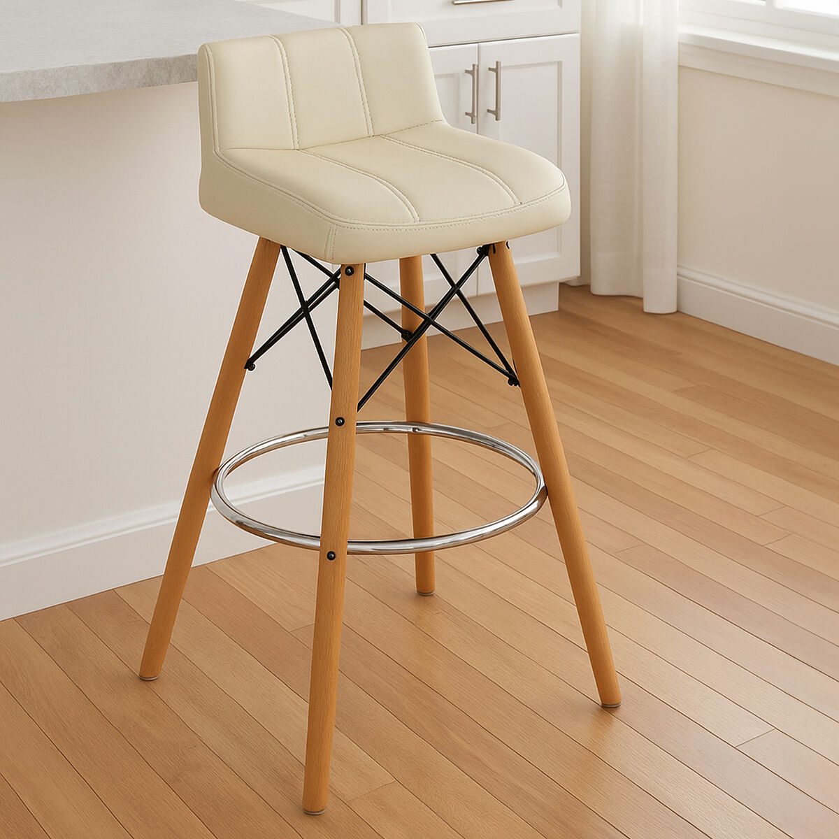 Stockholm White Leather Effect Bar Stool