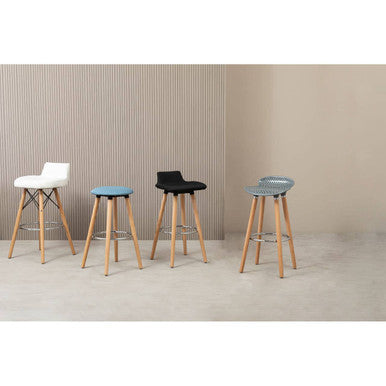 Stockholm White Leather Effect Seat Bar Stool