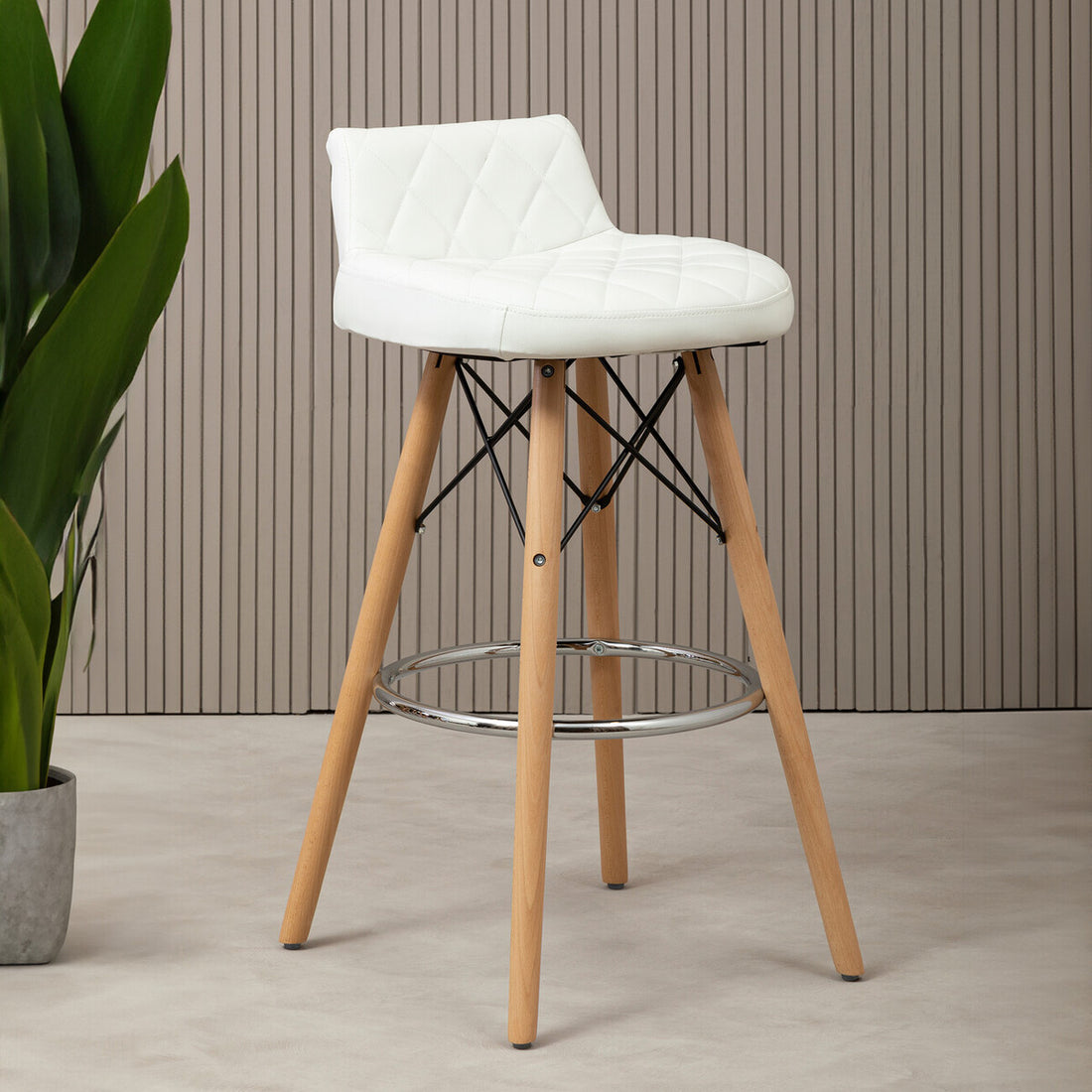 Stockholm White Leather Effect Seat Bar Stool