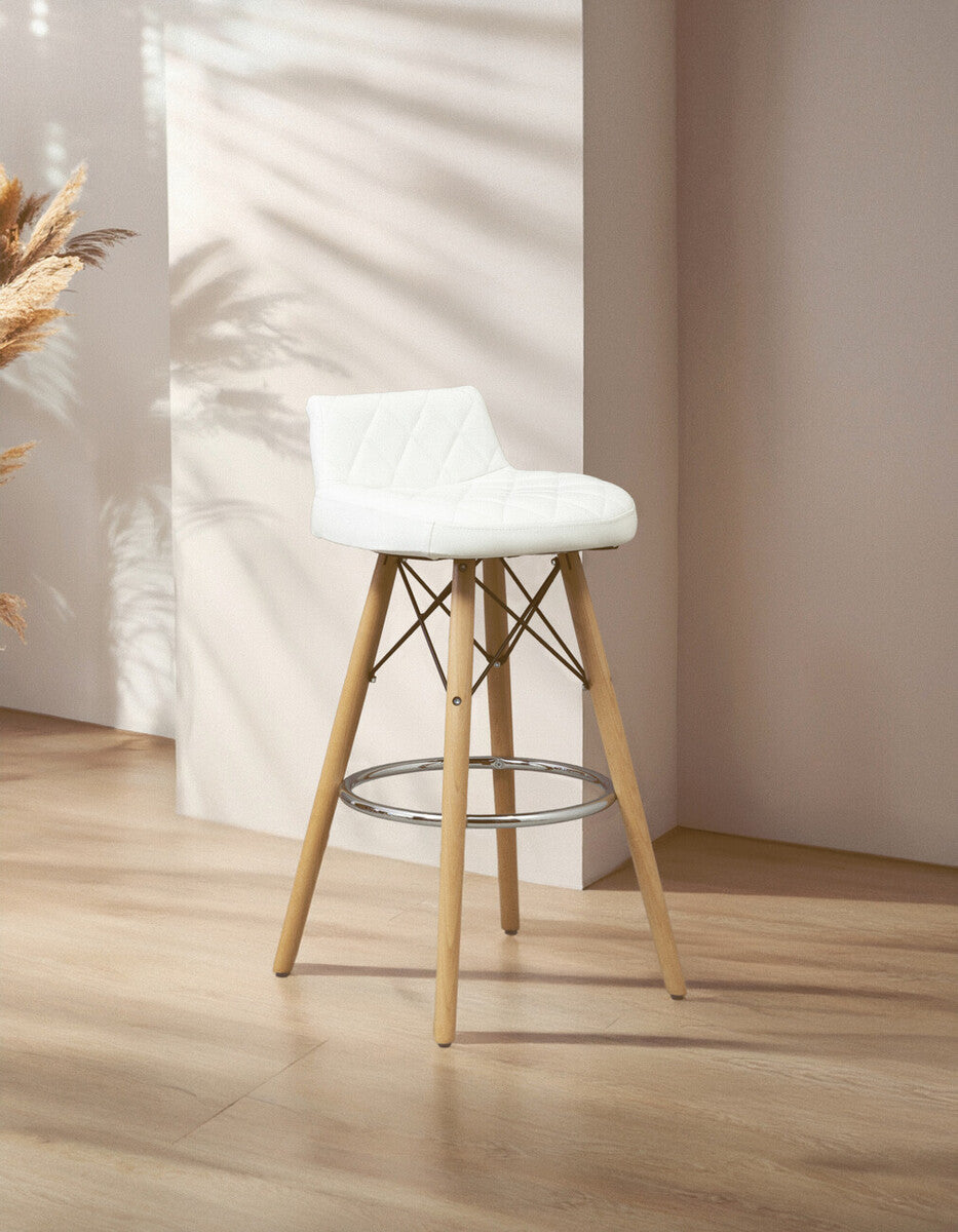 Stockholm White Leather Effect Seat Bar Stool