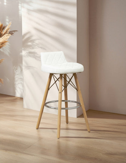 Stockholm White Leather Effect Seat Bar Stool