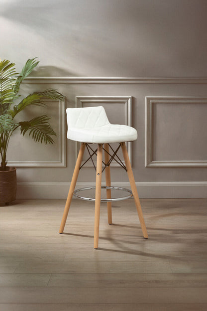 Stockholm White Leather Effect Seat Bar Stool