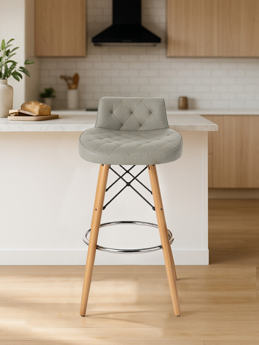 Stockholm Grey Leather Effect Seat Bar Stool
