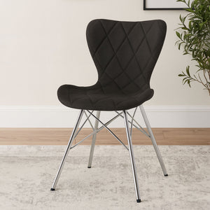 Stockholm Black Leather Effect Quilted Dining Chair with Chrome Finish Legs
