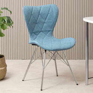 Stockholm Blue Fabric Quilted Dining Chair
