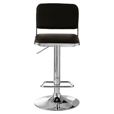Black bar stool with chrome base on a white background