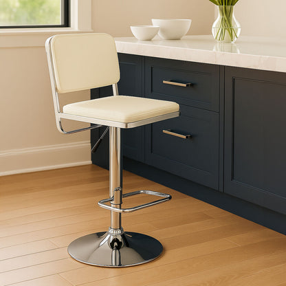 Stockholm White Seat And Chrome Base Bar Stool