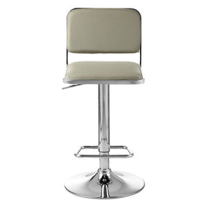 Stockholm Light Grey Leather Effect Adjustable Bar Stool with Chrome Base