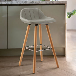 Stockholm Grey Faux Leather Bar Stool