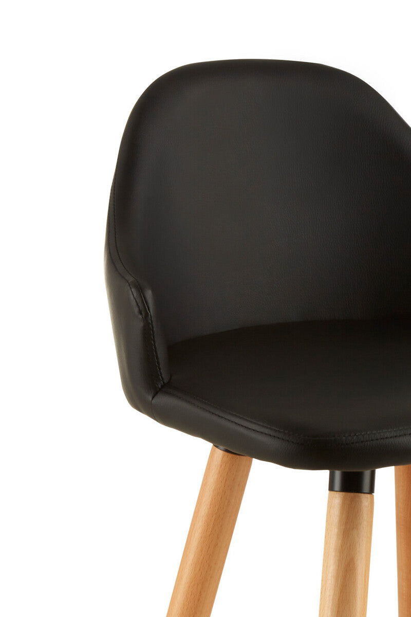 Stockholm Black Curved Backrest Bar Stool