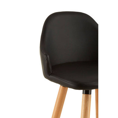 Stockholm Black Curved Backrest Bar Stool
