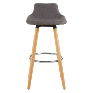 Stockholm Grey Fabric Bar Stool with Wooden Legs