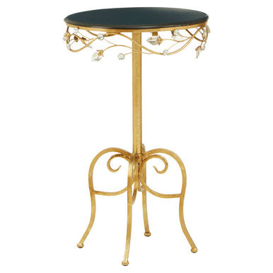 Yaxi Round Side Table With Gold Frame And Black Top