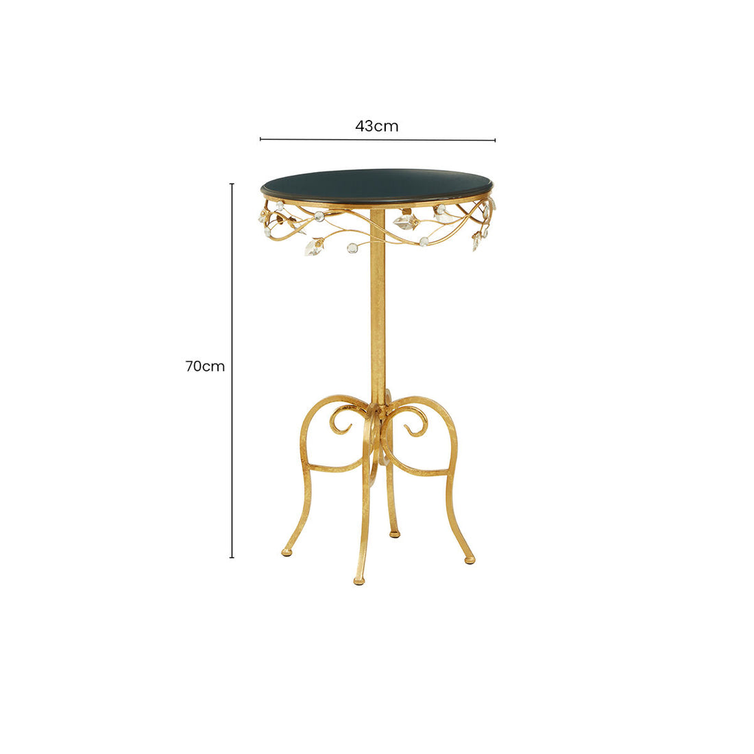Yaxi Round Side Table With Gold Frame And Black Top