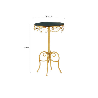 Yaxi Round Side Table With Gold Frame And Black Top