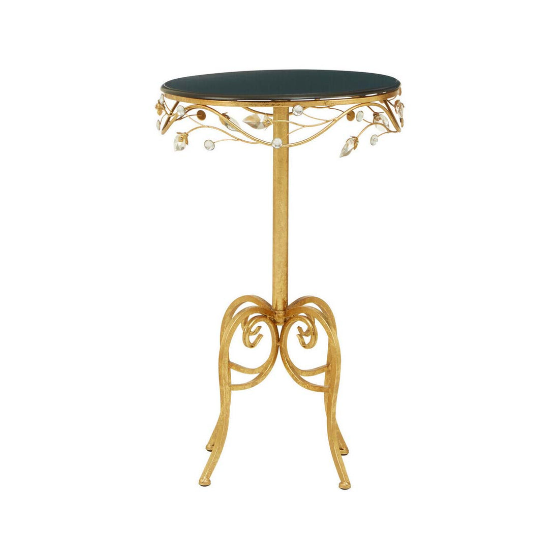 Yaxi Round Side Table With Gold Frame and Black Top