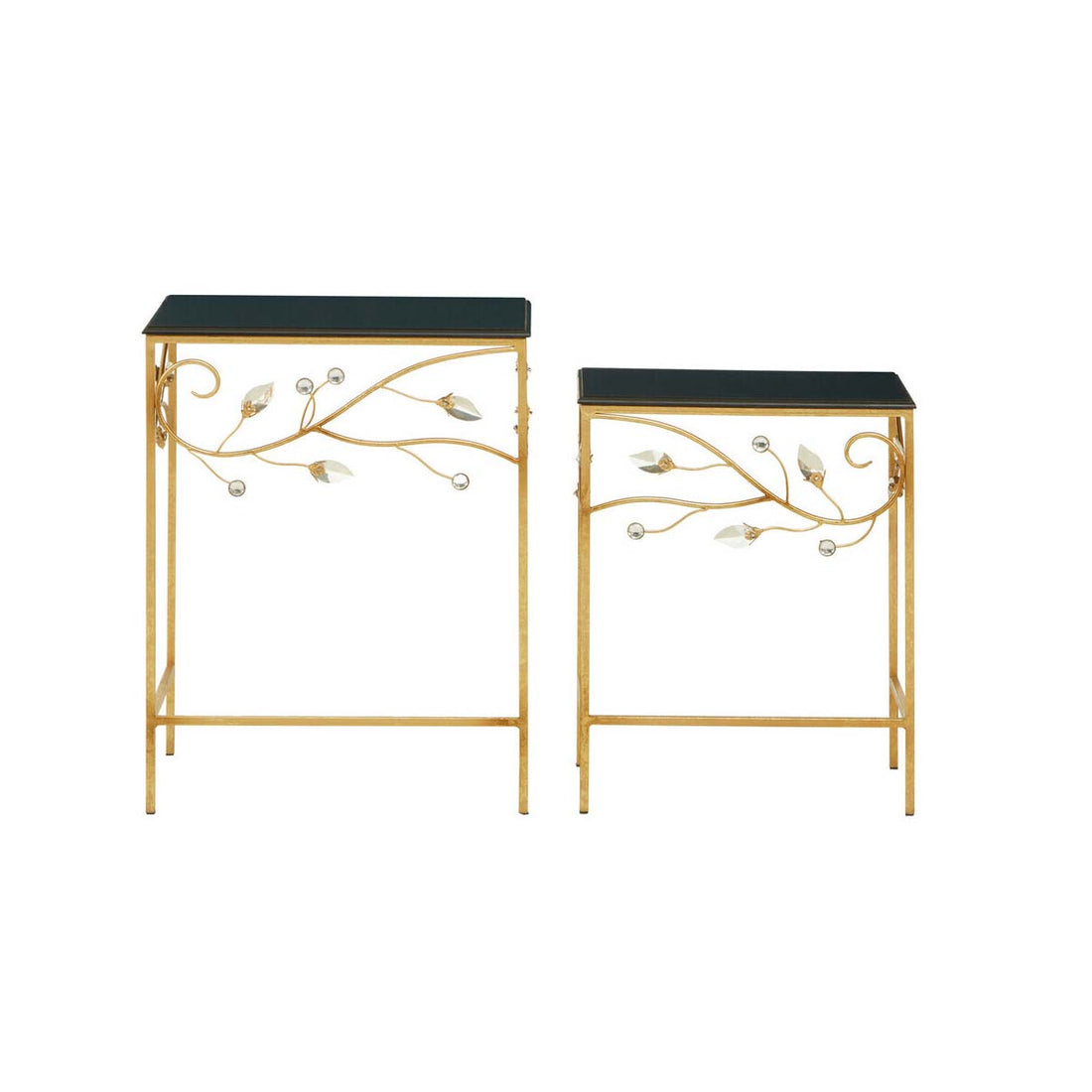 Yaxi Set Of 2 Tables With Black Wooden Top