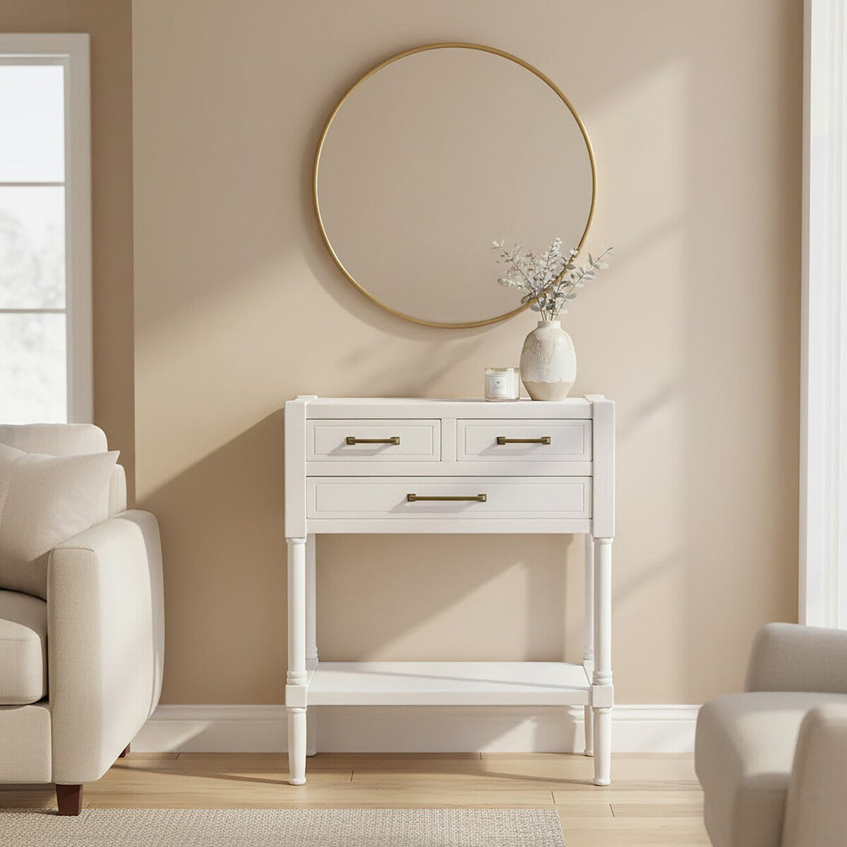 Heritage White Pearl Finish Console Table