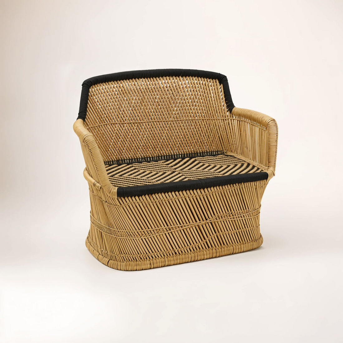 2 Seater Natural and Black Sofa, Rowan