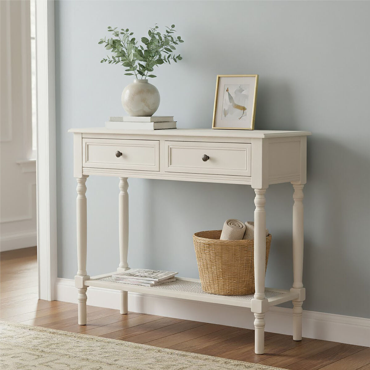 Heritage White Console Table with 2 Drawers