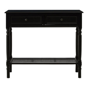 Heritage Black Wooden 2 Drawer Console Table with Lower Shelf