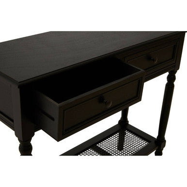 Heritage Two Drawer Black Finish Console Table