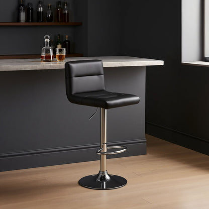 Baina Black Seat Bar Stool With Chrome Base