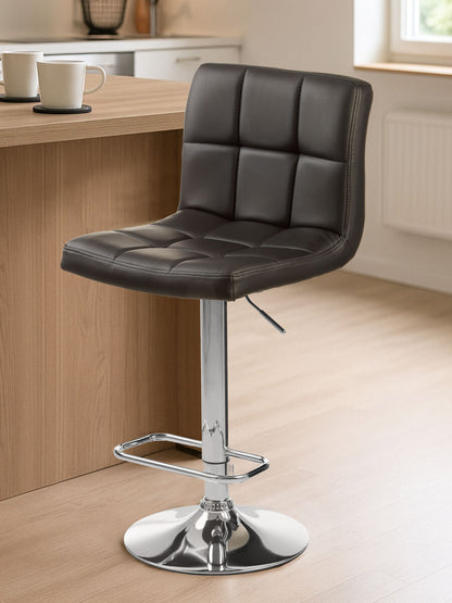 Baina Quilted Bar Stool With Chrome Base