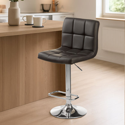 Baina Quilted Bar Stool With Chrome Base