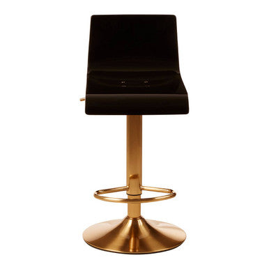 Black bar stool with gold base on a white background